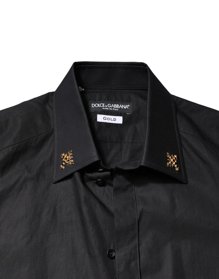 Dolce &amp; Gabbana Sample Sale Dolce &amp; Gabbana Black GOLD Cross Embellished Men Dress Shirt - | Designer outlet