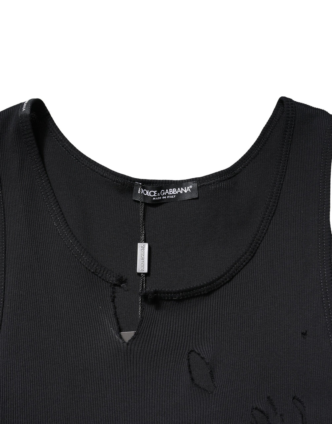 Dolce &amp; Gabbana Sample Sale Dolce &amp; Gabbana Black Cotton Rip Style Sleeveless Men Tank T-shirt - | Designer outlet