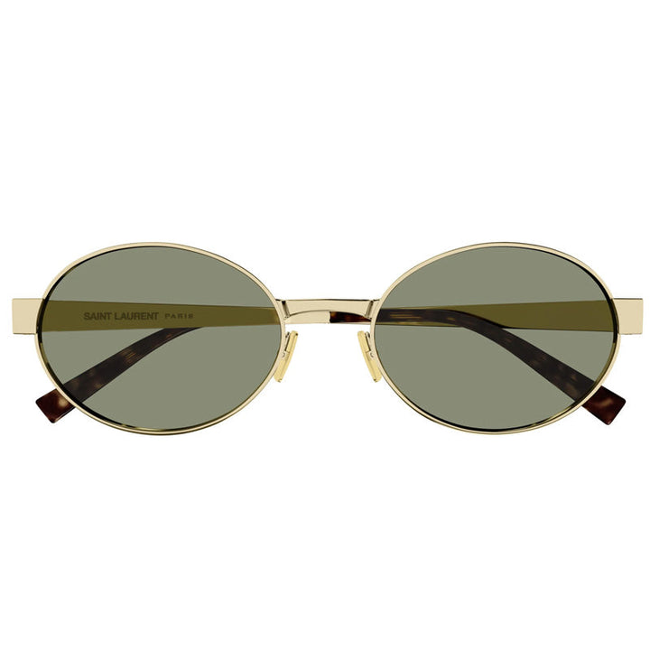 Saint Laurent Sunglasses Round Full Rim, Gold Frame and Green Lens SL692003