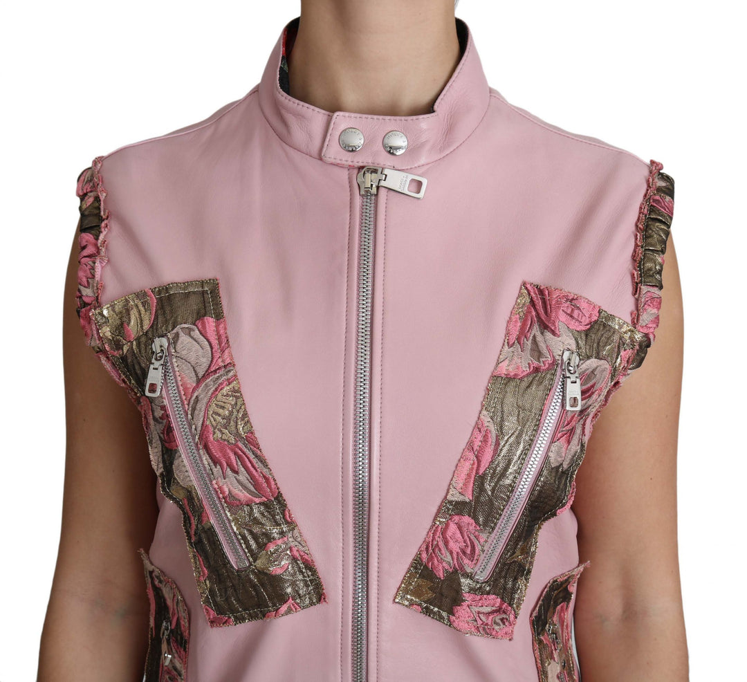 Dolce & Gabbana - Dolce & Gabbana Stunning Pink Sleeveless Leather Vest - TSH3200 - 40 - Ask Me Wear