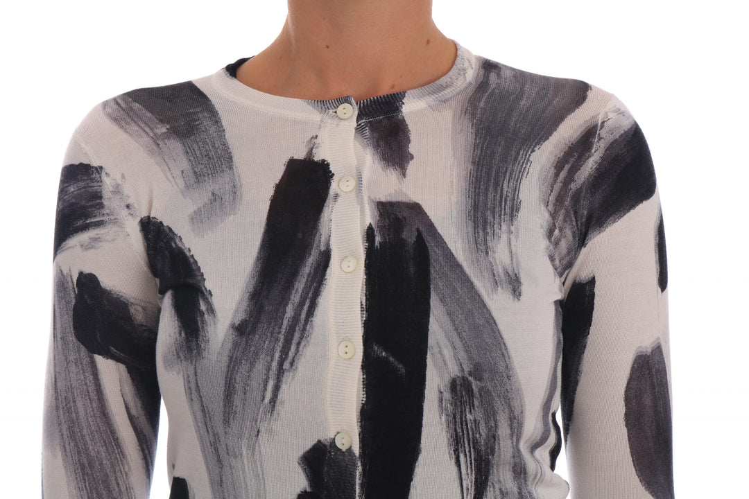 Dolce &amp; Gabbana Sample Sale Dolce &amp; Gabbana Cardigan Lightweight Silk Paint Stroke Sweater - | Designer outlet