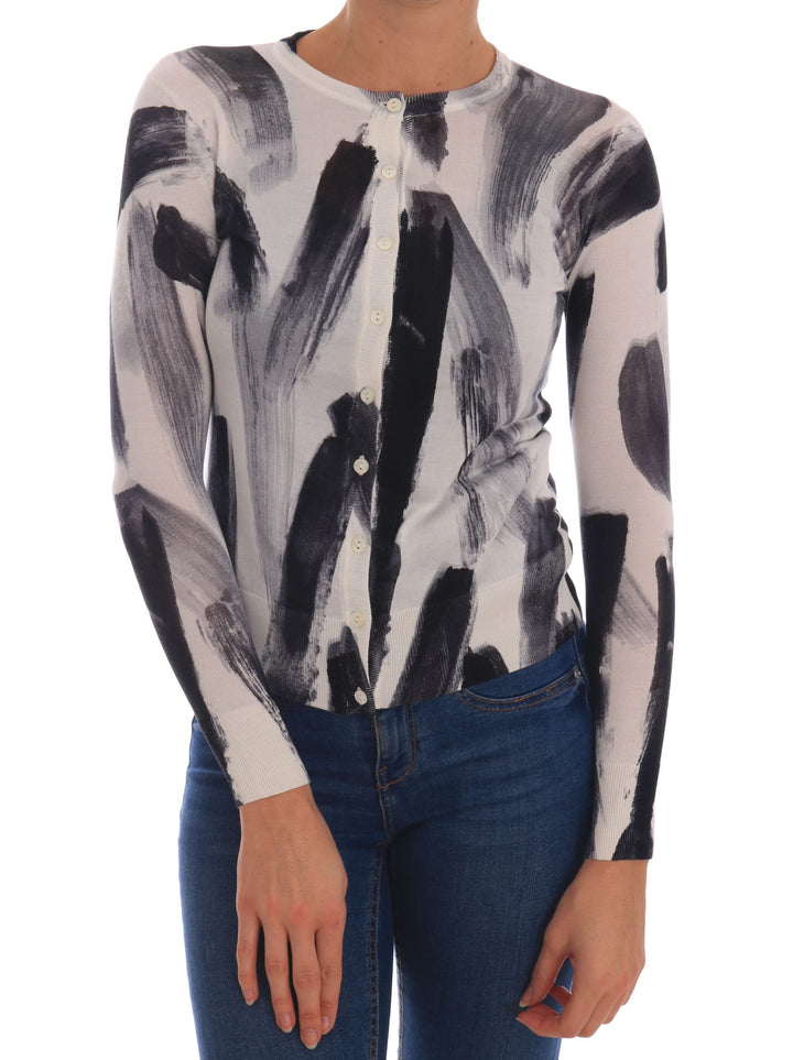 Dolce &amp; Gabbana Sample Sale Dolce &amp; Gabbana Cardigan Lightweight Silk Paint Stroke Sweater - | Designer outlet