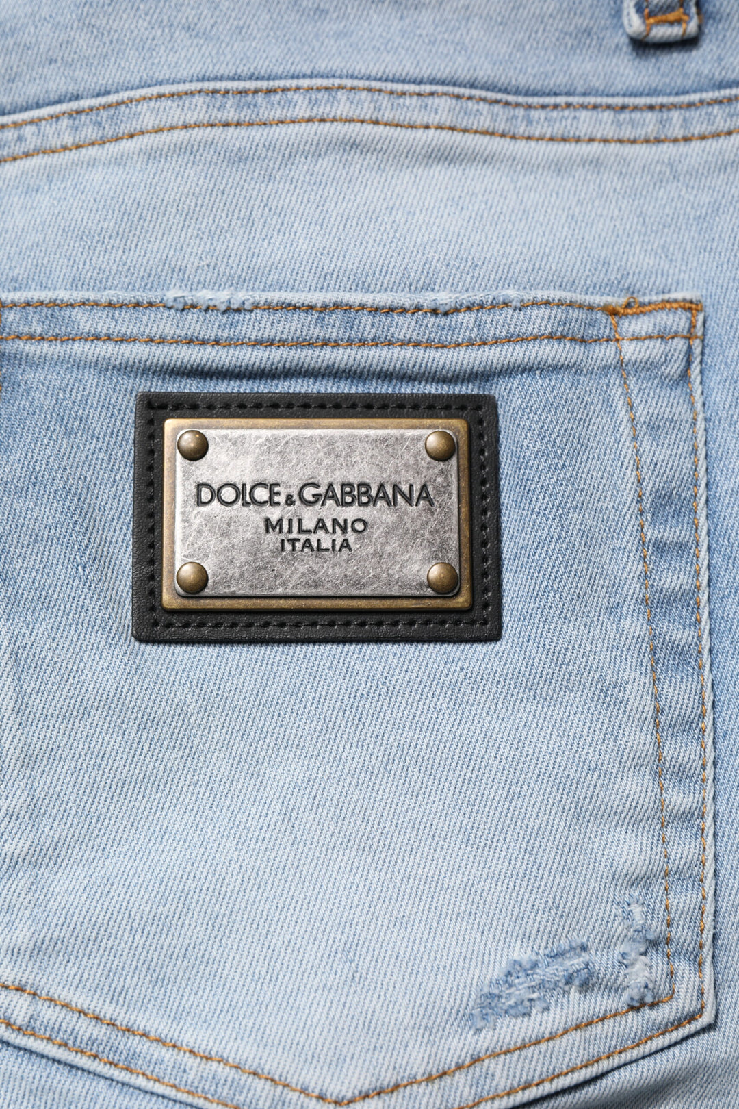 Dolce &amp; Gabbana Sample Sale Dolce &amp; Gabbana Blue Tattered Cotton Skinny Men Denim Jeans - | Designer outlet