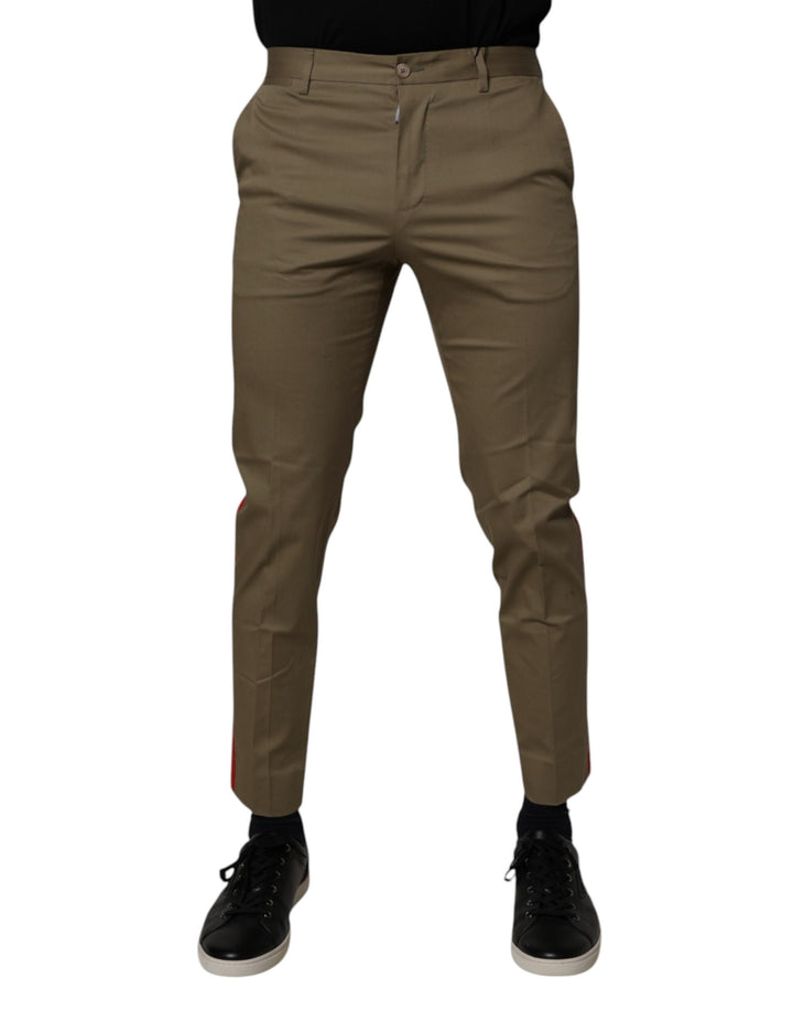 Dolce &amp; Gabbana Sample Sale Dolce &amp; Gabbana Dark Khaki Cotton Tapered Pants - | Designer outlet