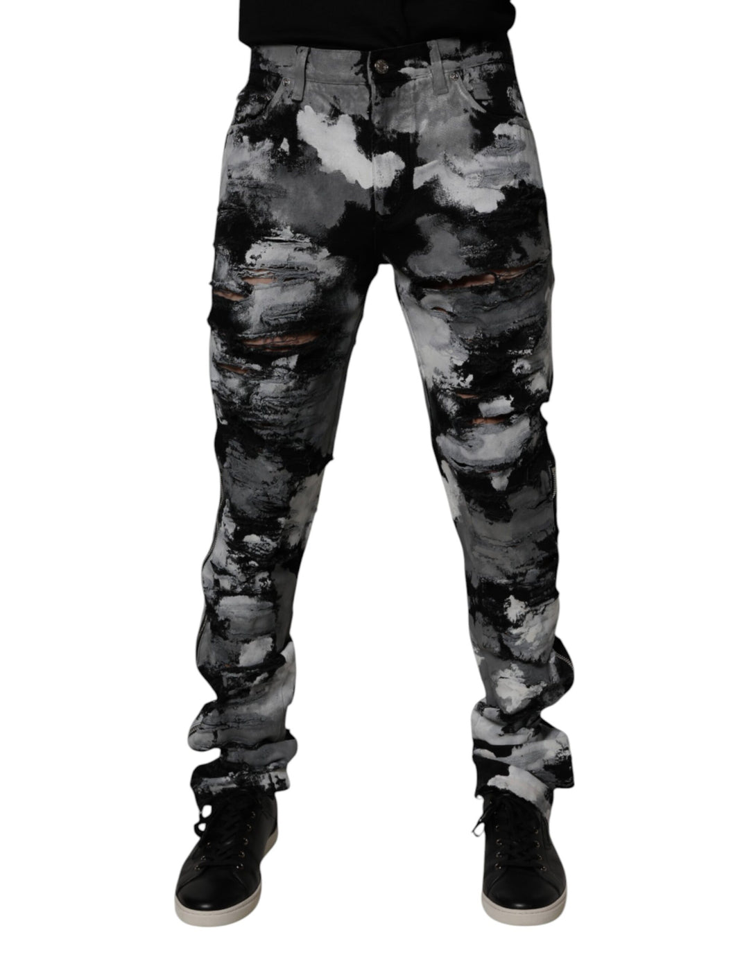 Dolce &amp; Gabbana Sample Sale Dolce &amp; Gabbana Multicolor Camouflage Tattered Skinny Denim Jeans - | Designer outlet