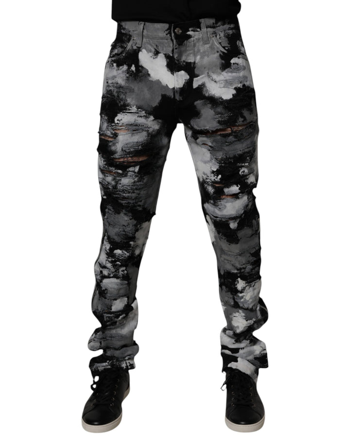 Dolce &amp; Gabbana Sample Sale Dolce &amp; Gabbana Multicolor Camouflage Tattered Skinny Denim Jeans - | Designer outlet