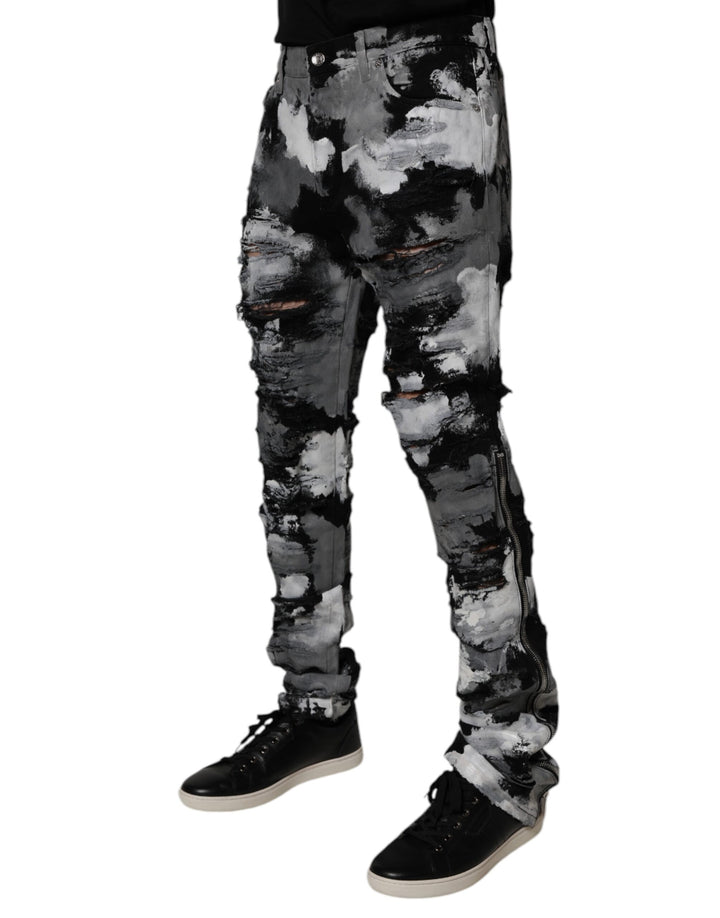 Dolce &amp; Gabbana Sample Sale Dolce &amp; Gabbana Multicolor Camouflage Tattered Skinny Denim Jeans - | Designer outlet