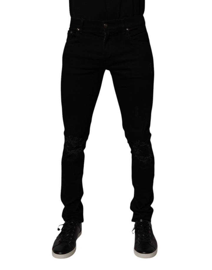 Dolce &amp; Gabbana Sample Sale Dolce &amp; Gabbana Black Cotton Stretch Skinny Men Denim Jeans - | Designer outlet