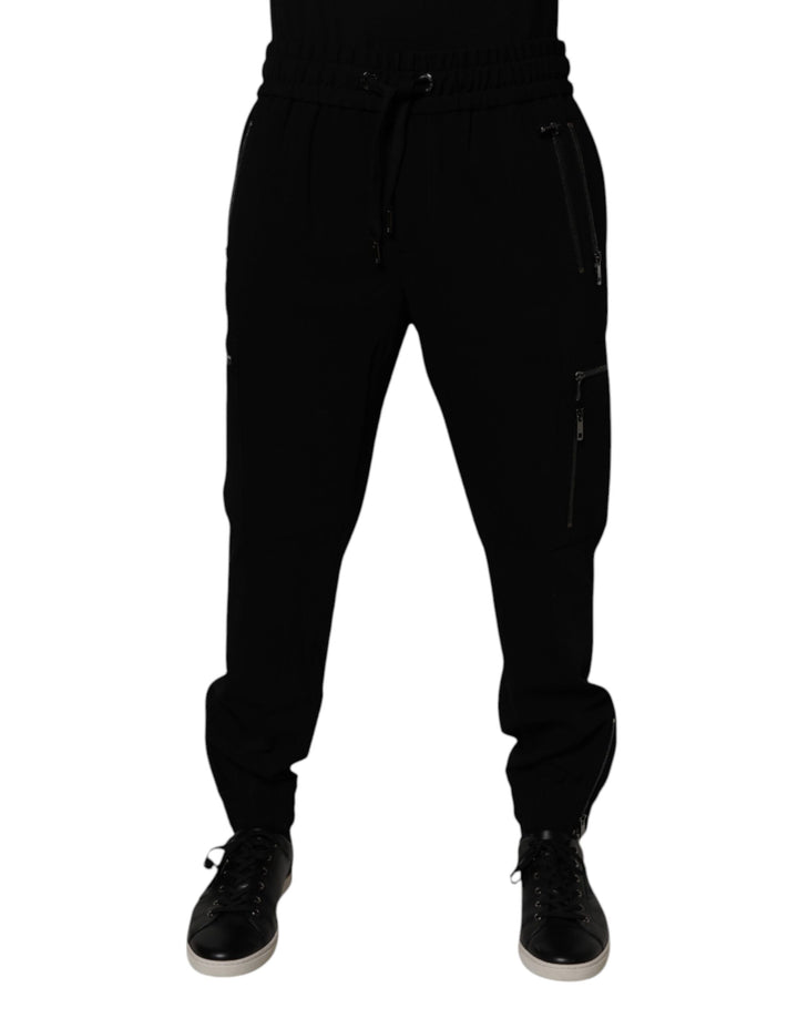 Dolce &amp; Gabbana Black Wool Stretch Jogger Pants by Dolce &amp; Gabbana outlet now on sale