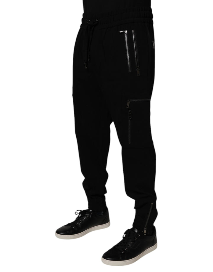 Dolce &amp; Gabbana Black Wool Stretch Jogger Pants by Dolce &amp; Gabbana outlet now on sale