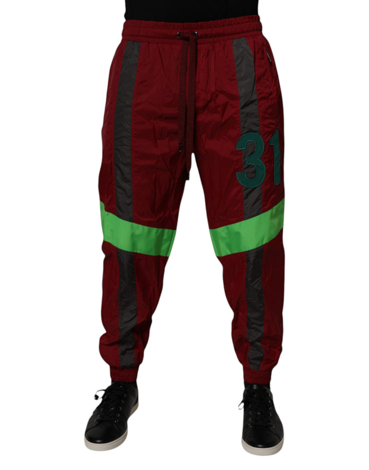Dolce &amp; Gabbana Sample Sale Dolce &amp; Gabbana Maroon Nylon Men Jogger Sweatpants Pants - | Designer outlet