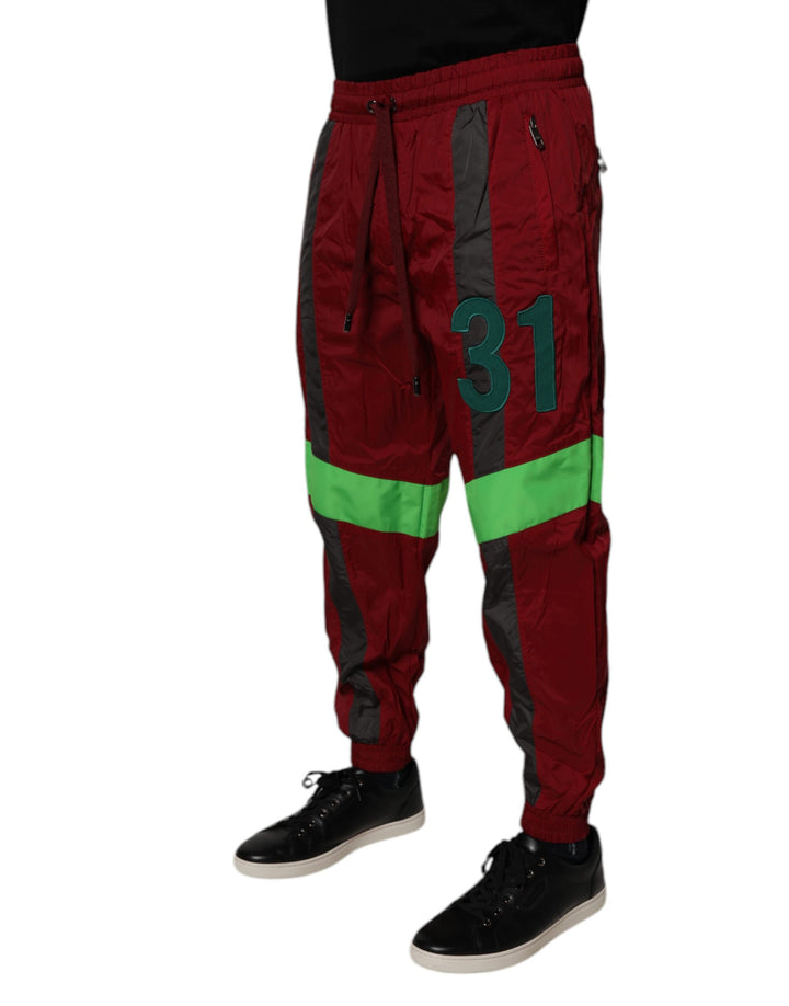Dolce &amp; Gabbana Sample Sale Dolce &amp; Gabbana Maroon Nylon Men Jogger Sweatpants Pants - | Designer outlet