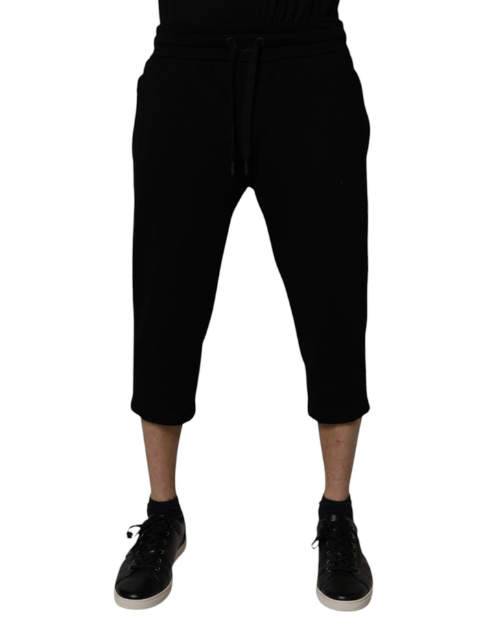 Dolce &amp; Gabbana Sample Sale Dolce &amp; Gabbana Black Cotton Blend Cropped Sweatpants Pants - | Designer outlet
