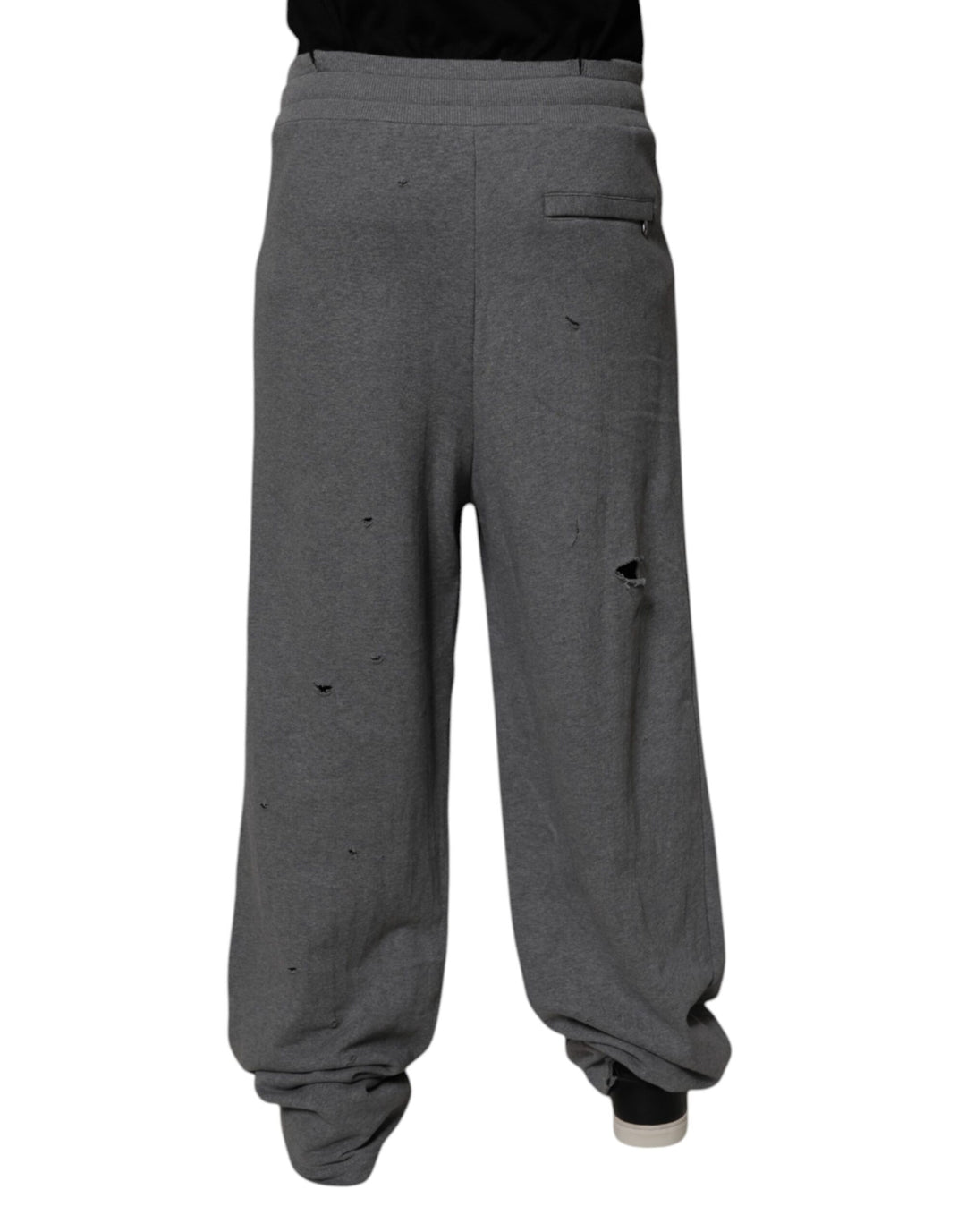 Dolce &amp; Gabbana Sample Sale Dolce &amp; Gabbana Gray Cotton RipStyle Straight Sweatpants Pants - | Designer outlet