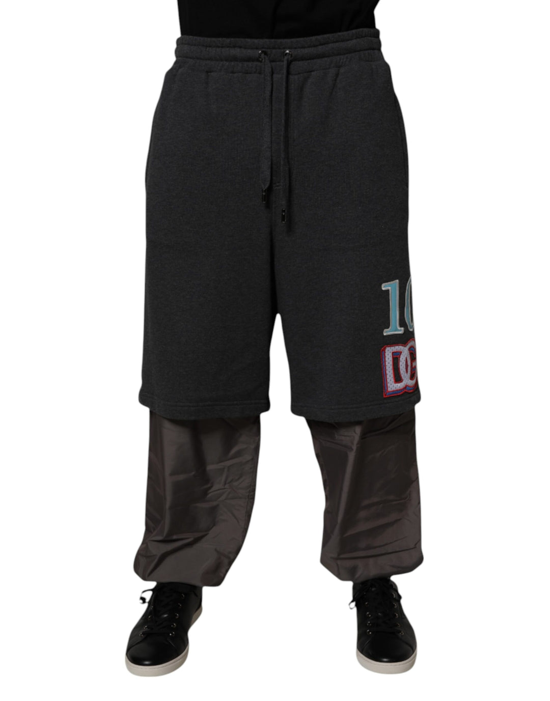 Dolce &amp; Gabbana Sample Sale Dolce &amp; Gabbana Dark Gray Cotton Layered Straight Sweatpants Pants - | Designer outlet