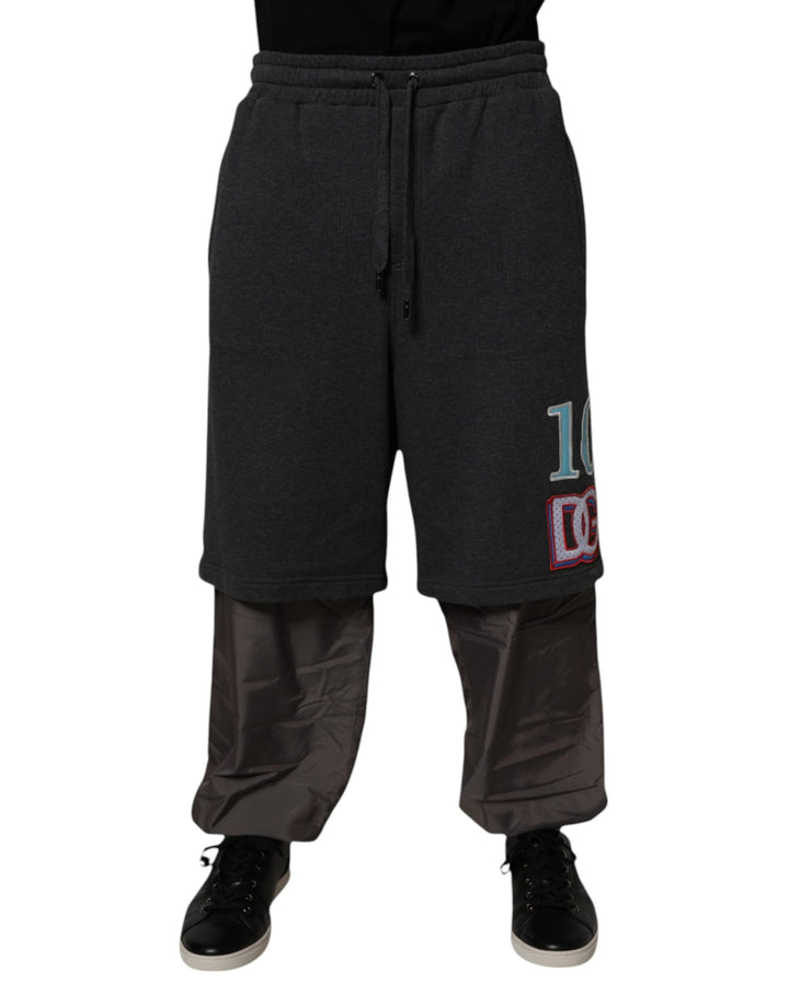 Dolce &amp; Gabbana Sample Sale Dolce &amp; Gabbana Dark Gray Cotton Layered Straight Sweatpants Pants - | Designer outlet