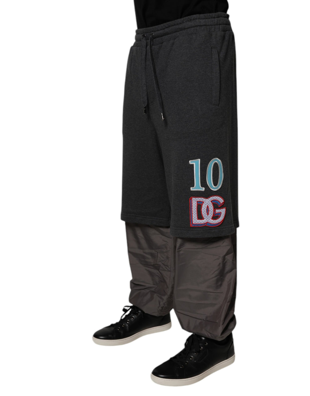 Dolce &amp; Gabbana Sample Sale Dolce &amp; Gabbana Dark Gray Cotton Layered Straight Sweatpants Pants - | Designer outlet
