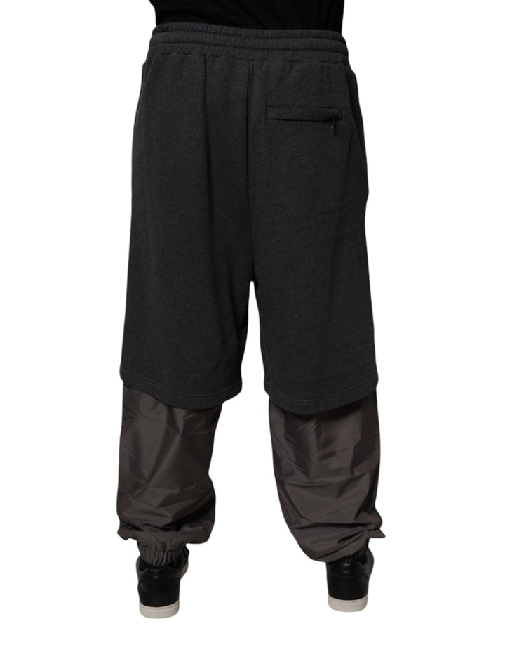 Dolce &amp; Gabbana Sample Sale Dolce &amp; Gabbana Dark Gray Cotton Layered Straight Sweatpants Pants - | Designer outlet