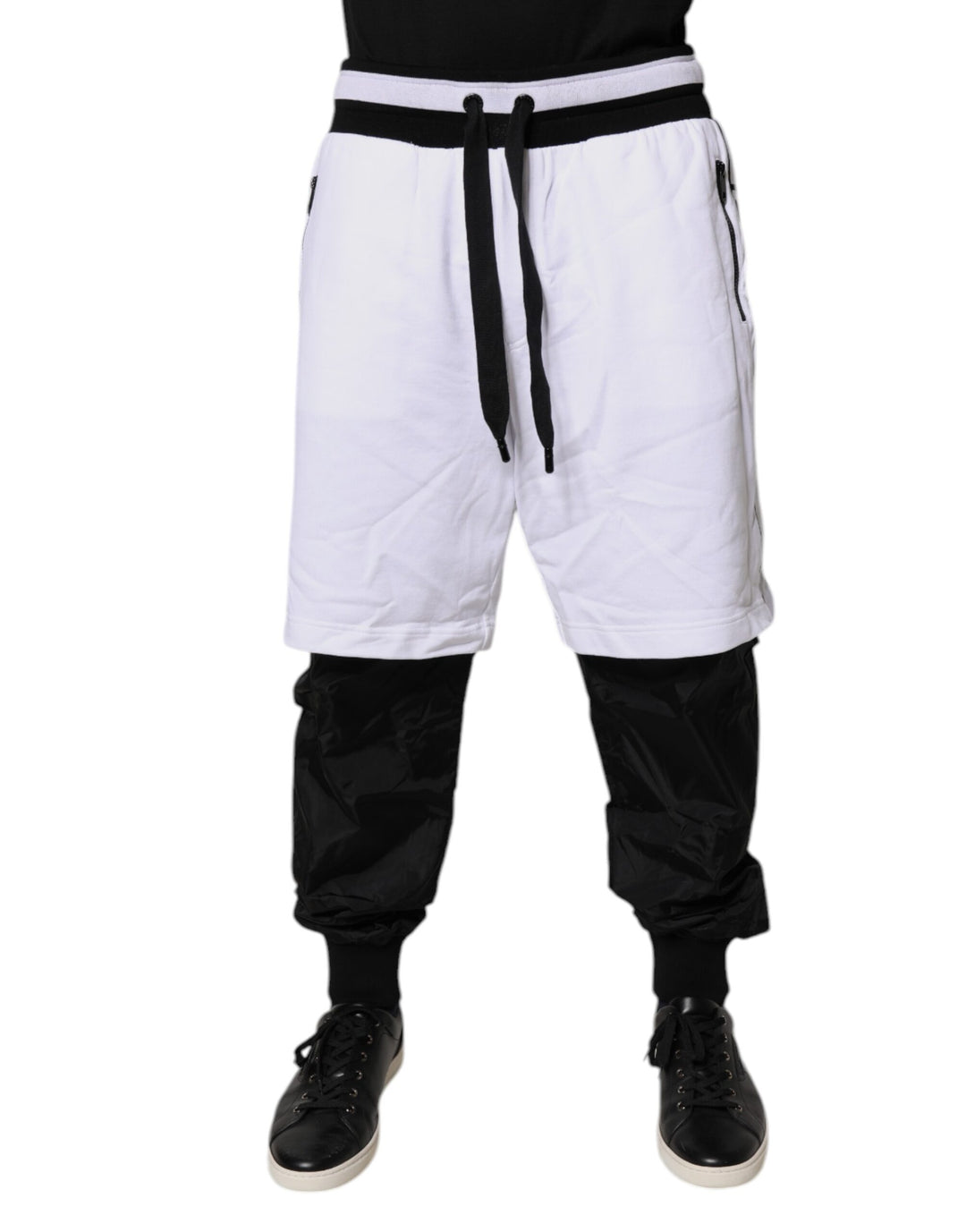 Dolce &amp; Gabbana Sample Sale Dolce &amp; Gabbana Black White Cotton Layered Sweatpants Pants - | Designer outlet