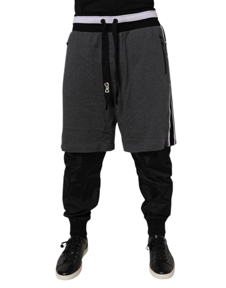Dolce &amp; Gabbana Sample Sale Dolce &amp; Gabbana Black Gray Cotton Layered Men Sweatpants Pants - | Designer outlet