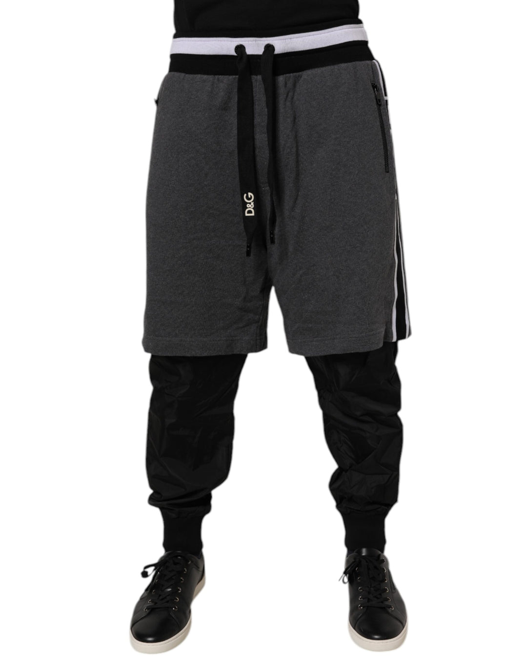 Dolce &amp; Gabbana Sample Sale Dolce &amp; Gabbana Black Gray Cotton Layered Men Sweatpants Pants - | Designer outlet