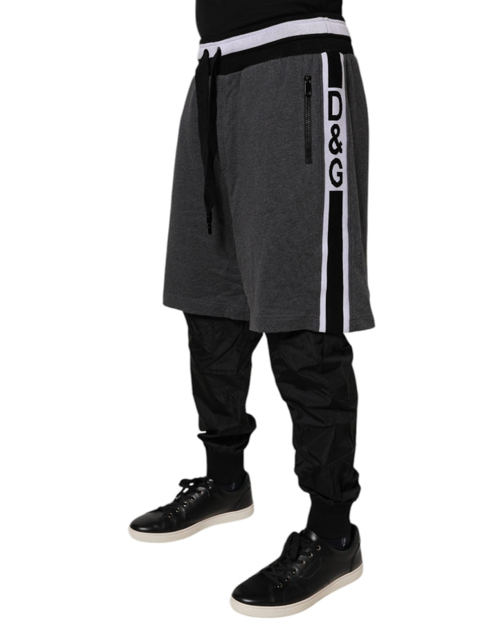 Dolce &amp; Gabbana Sample Sale Dolce &amp; Gabbana Black Gray Cotton Layered Men Sweatpants Pants - | Designer outlet
