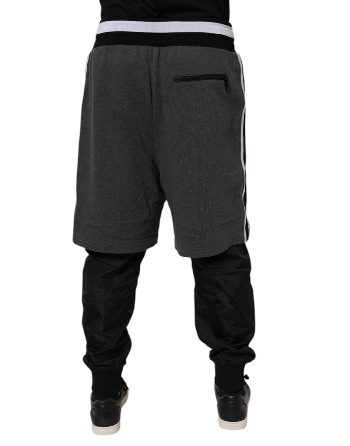 Dolce &amp; Gabbana Sample Sale Dolce &amp; Gabbana Black Gray Cotton Layered Men Sweatpants Pants - | Designer outlet