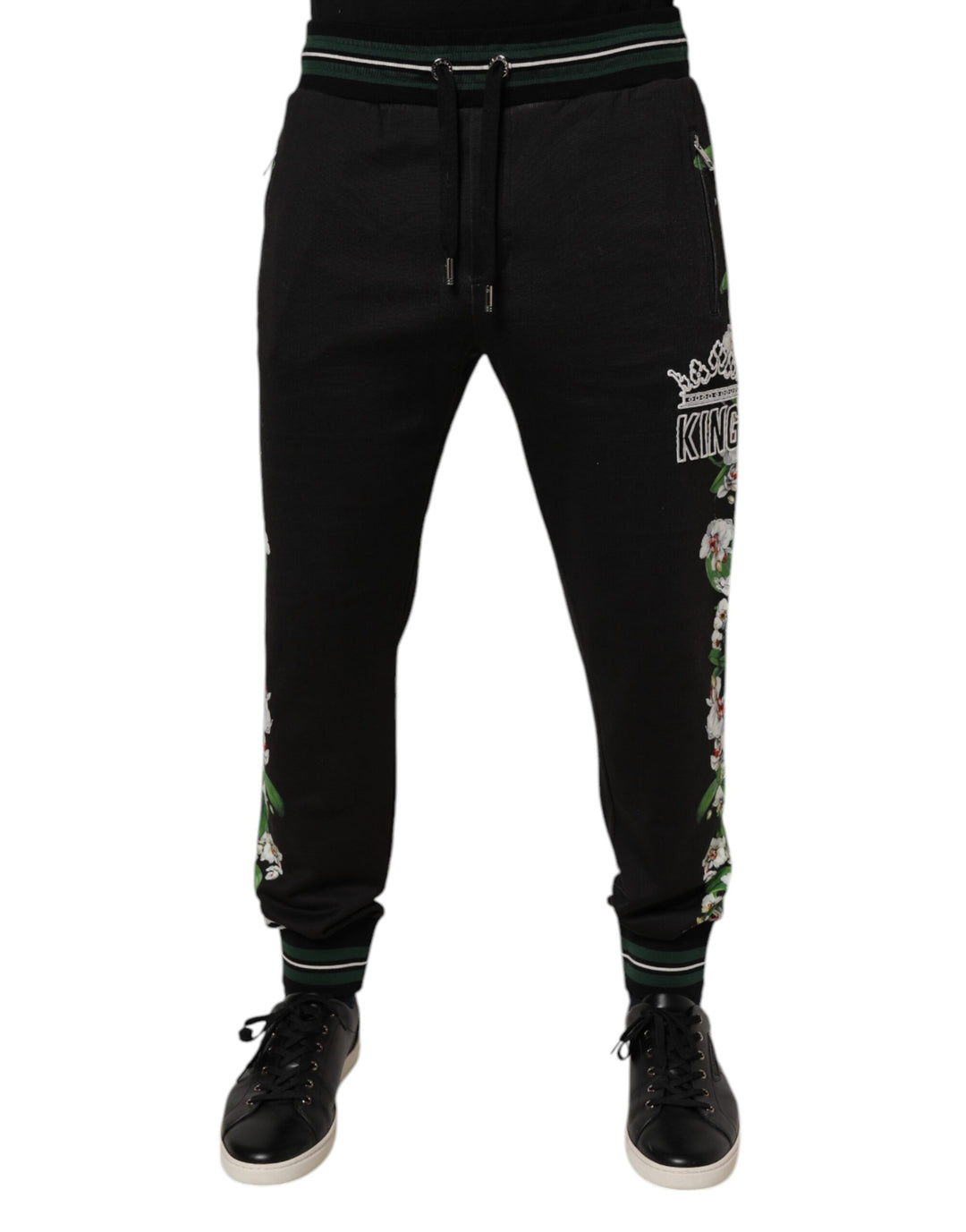 Dolce &amp; Gabbana Sample Sale Dolce &amp; Gabbana Black Floral King Men Jogger Sweatpants Pants - | Designer outlet