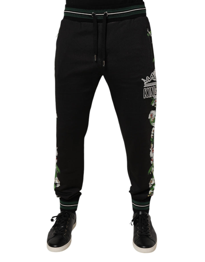 Dolce &amp; Gabbana Sample Sale Dolce &amp; Gabbana Black Floral King Men Jogger Sweatpants Pants - | Designer outlet