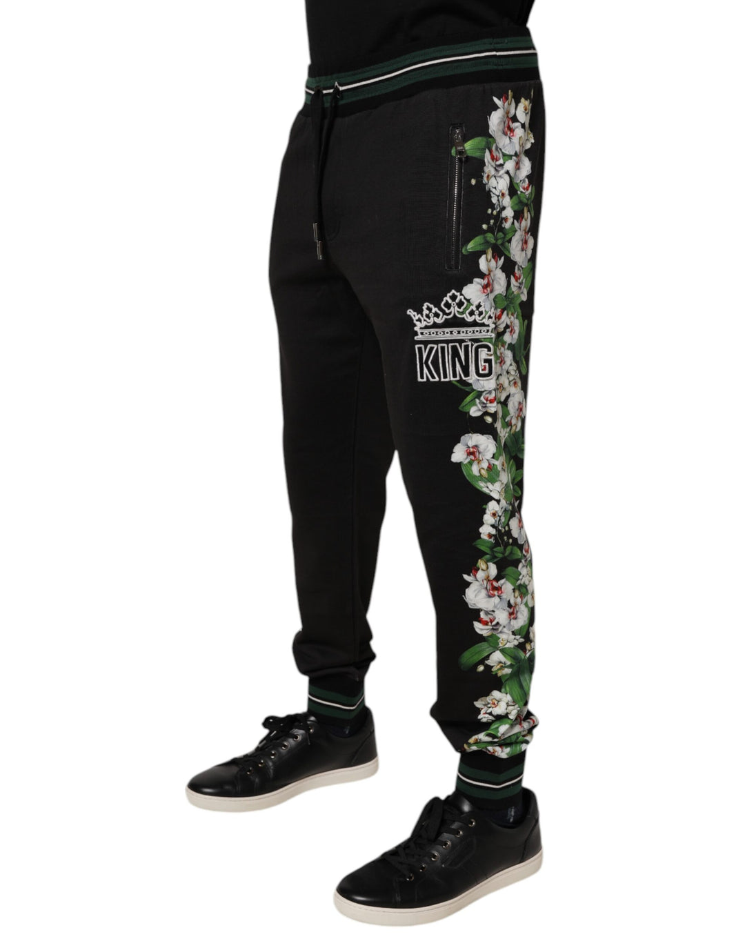 Dolce &amp; Gabbana Sample Sale Dolce &amp; Gabbana Black Floral King Men Jogger Sweatpants Pants - | Designer outlet