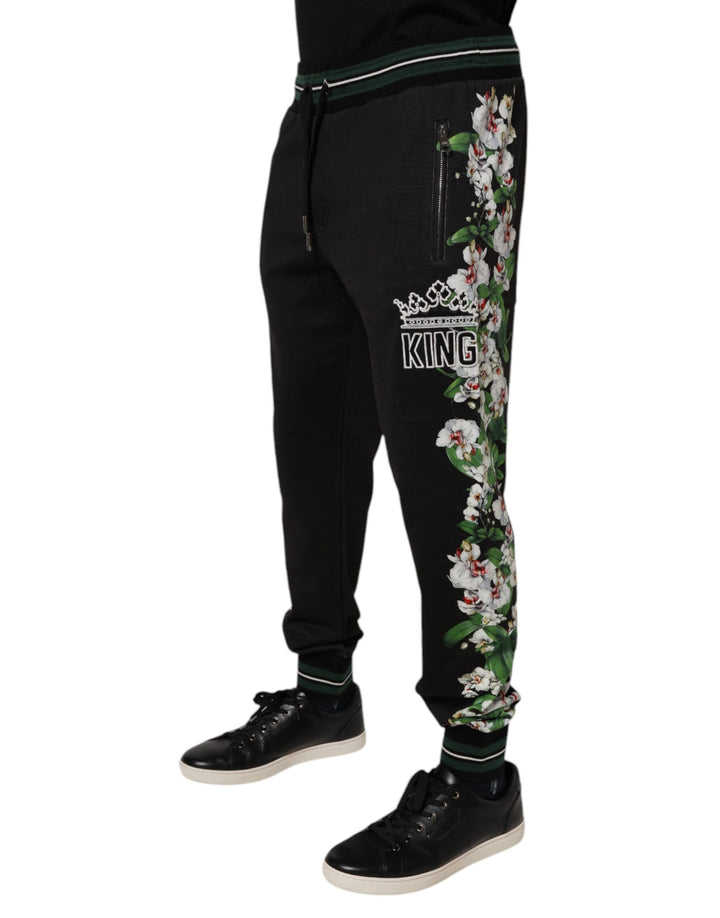 Dolce &amp; Gabbana Sample Sale Dolce &amp; Gabbana Black Floral King Men Jogger Sweatpants Pants - | Designer outlet