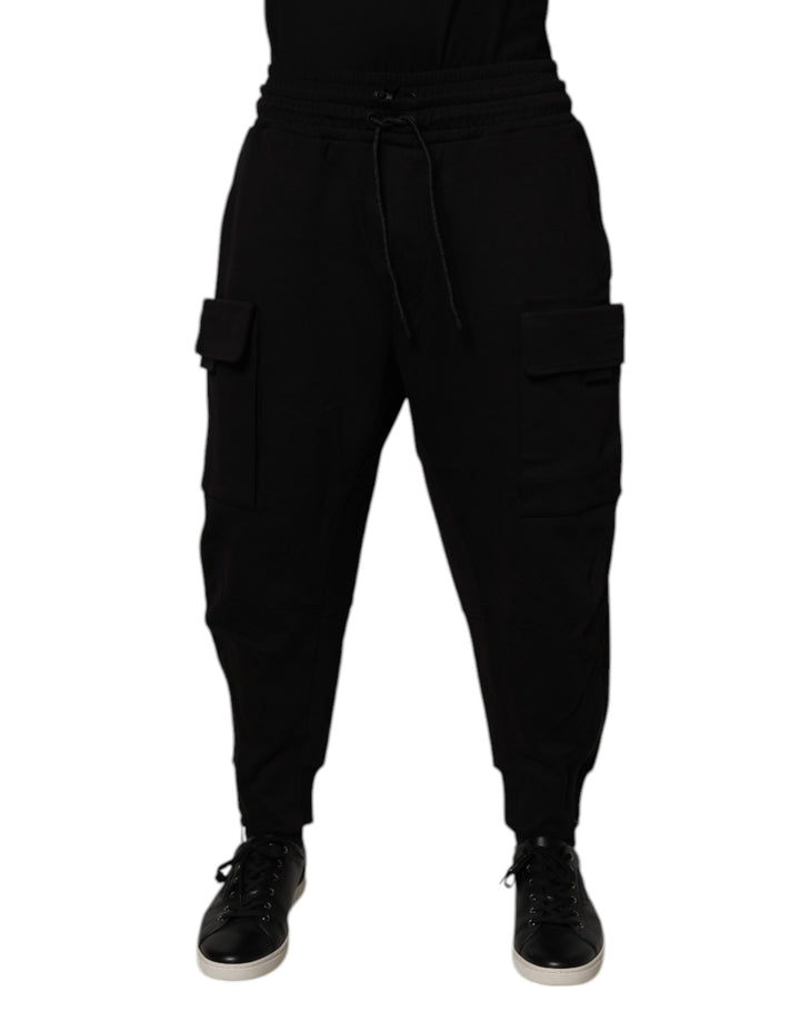 Dolce &amp; Gabbana Sample Sale Dolce &amp; Gabbana Black Cotton Men Cargo Jogger Sweatpants Pants - | Designer outlet