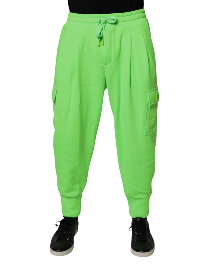 Dolce &amp; Gabbana Sample Sale Dolce &amp; Gabbana Neon Green Cargo Jogger Men Sweatpants Pants - | Designer outlet