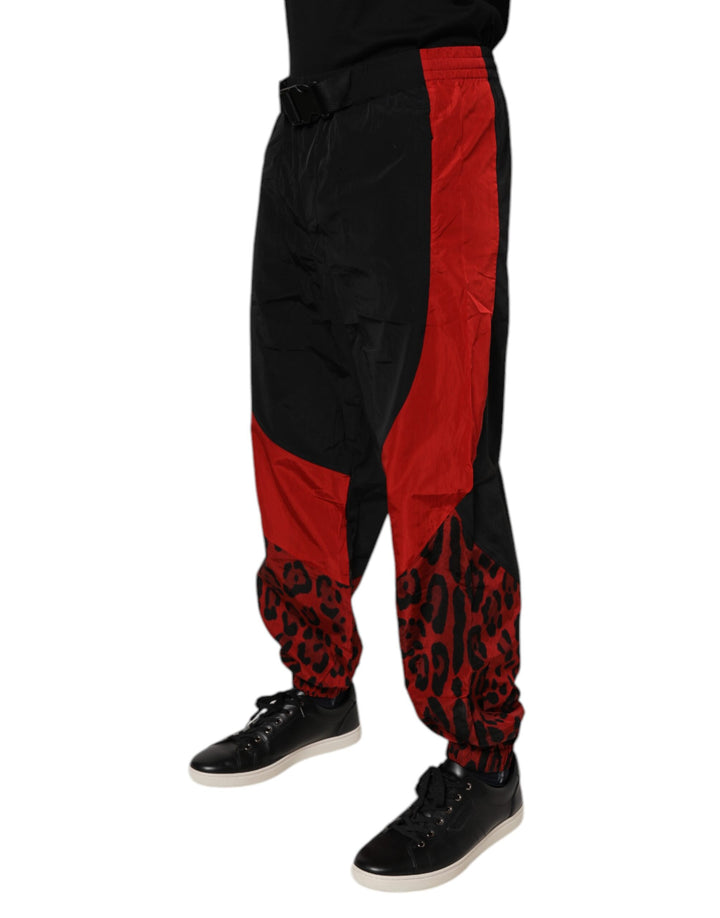 Dolce &amp; Gabbana Black Red Leopard Jogger Sweatpants Pants by Dolce &amp; Gabbana outlet now on sale