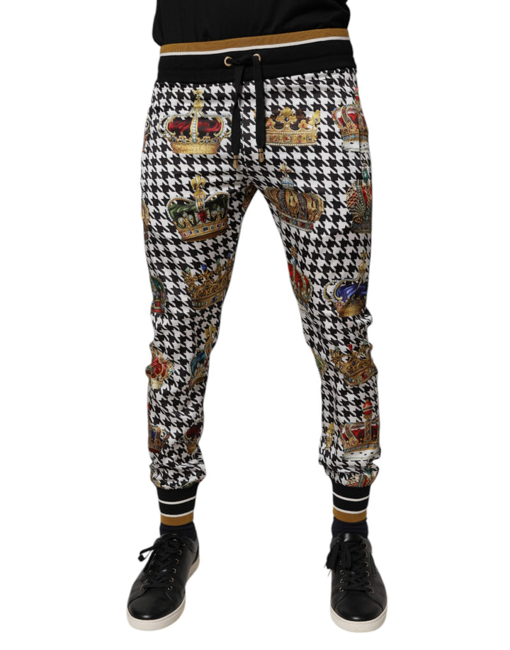 Dolce &amp; Gabbana Sample Sale Dolce &amp; Gabbana Multicolor Houndstooth Crown Men Sweatpants Pants - | Designer outlet