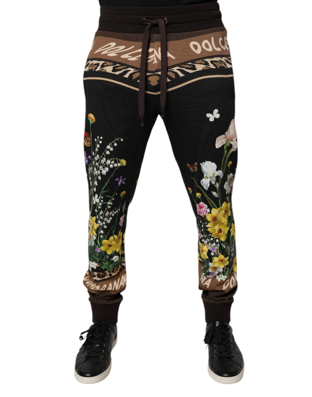 Dolce &amp; Gabbana Sample Sale Dolce &amp; Gabbana Black Floral Cotton Jogger Sweatpants Pants - | Designer outlet