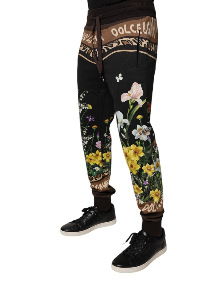 Dolce &amp; Gabbana Sample Sale Dolce &amp; Gabbana Black Floral Cotton Jogger Sweatpants Pants - | Designer outlet
