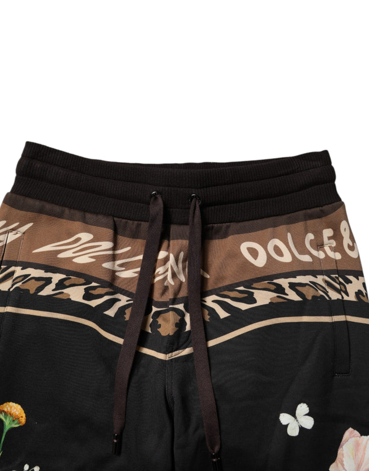 Dolce &amp; Gabbana Sample Sale Dolce &amp; Gabbana Black Floral Cotton Jogger Sweatpants Pants - | Designer outlet