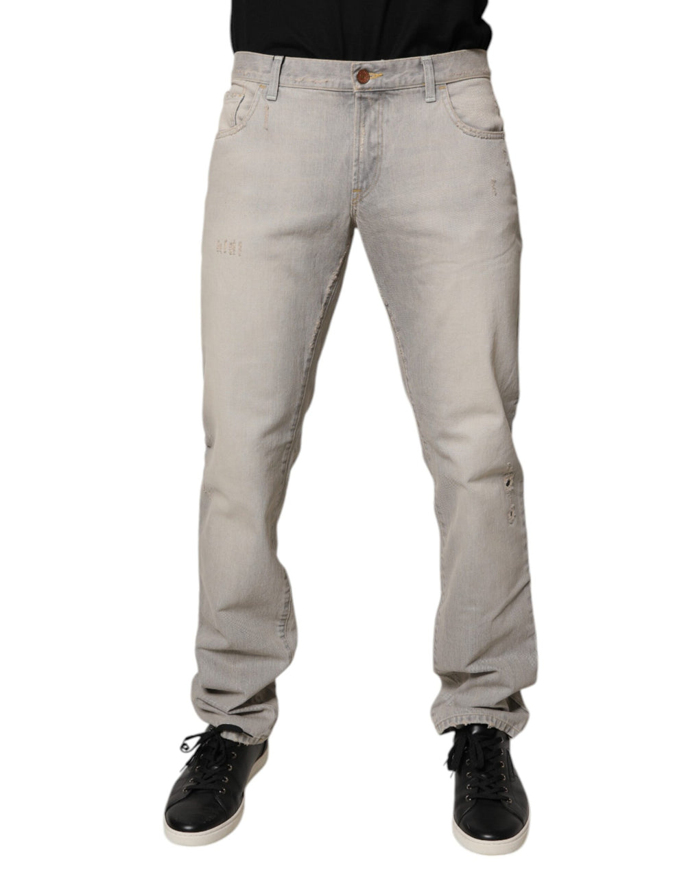 Dolce & Gabbana Light Gray Cotton Skinny Denim Jeans by Dolce & Gabbana outlet now on sale