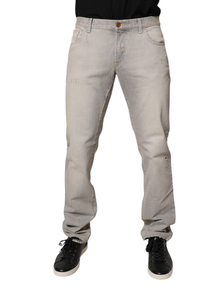 Dolce & Gabbana Light Gray Cotton Skinny Denim Jeans by Dolce & Gabbana outlet now on sale