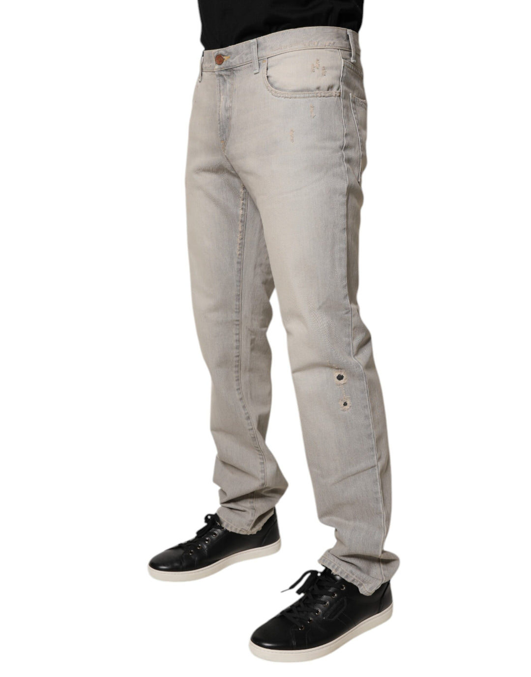 Dolce & Gabbana Light Gray Cotton Skinny Denim Jeans by Dolce & Gabbana outlet now on sale