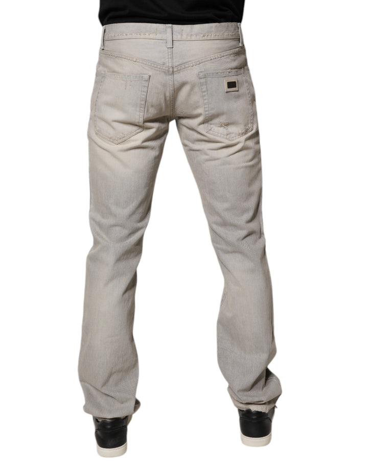 Dolce & Gabbana Light Gray Cotton Skinny Denim Jeans by Dolce & Gabbana outlet now on sale