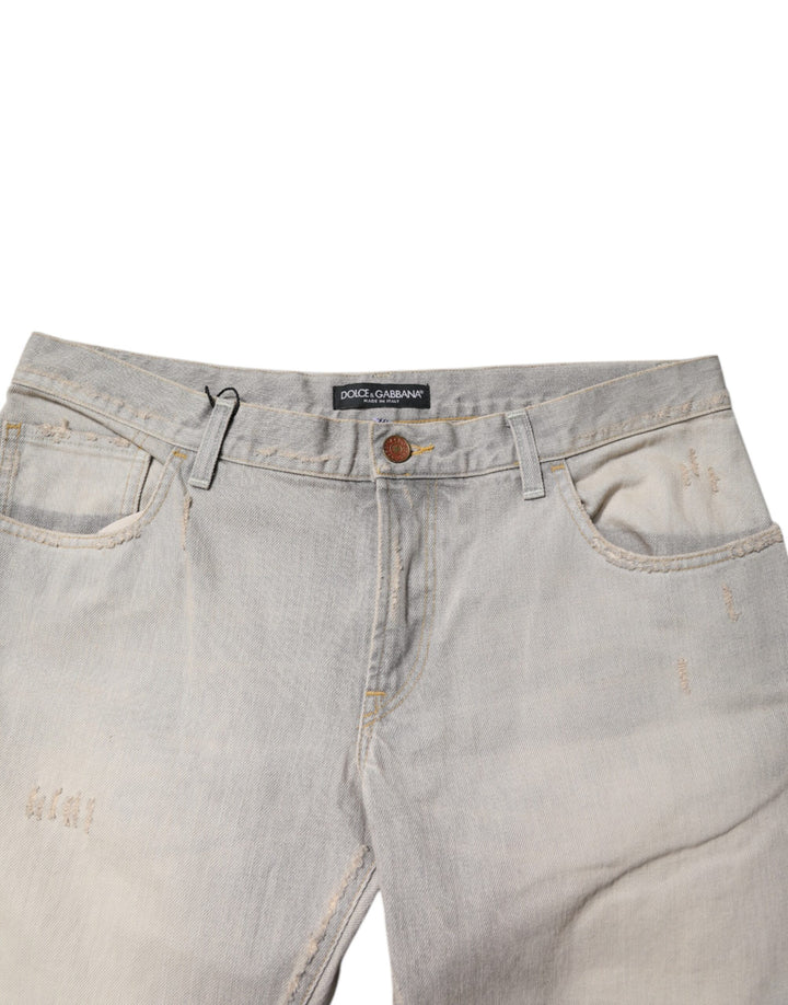 Dolce & Gabbana Light Gray Cotton Skinny Denim Jeans by Dolce & Gabbana outlet now on sale