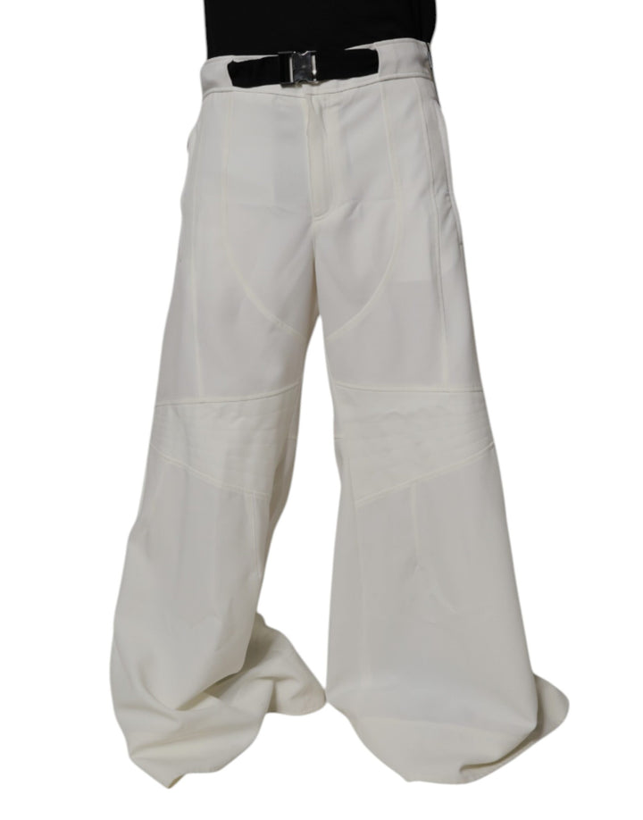 Dolce &amp; Gabbana White Mid Waist Wide Leg Pants by Dolce &amp; Gabbana outlet now on sale