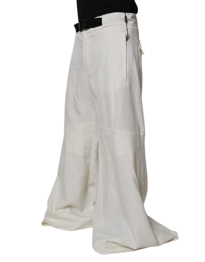 Dolce &amp; Gabbana White Mid Waist Wide Leg Pants by Dolce &amp; Gabbana outlet now on sale