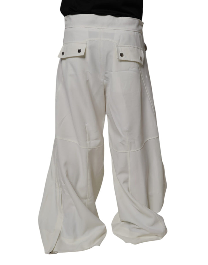Dolce &amp; Gabbana White Mid Waist Wide Leg Pants by Dolce &amp; Gabbana outlet now on sale