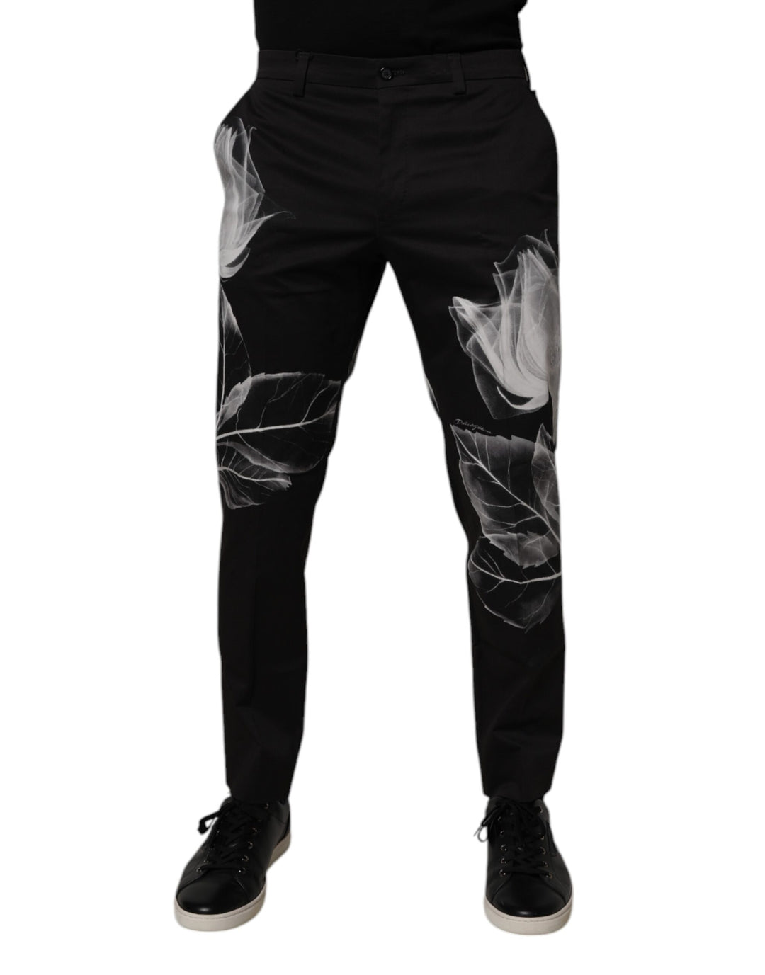 Dolce &amp; Gabbana Black Cotton Floral Skinny Dress Pants by Dolce &amp; Gabbana outlet now on sale