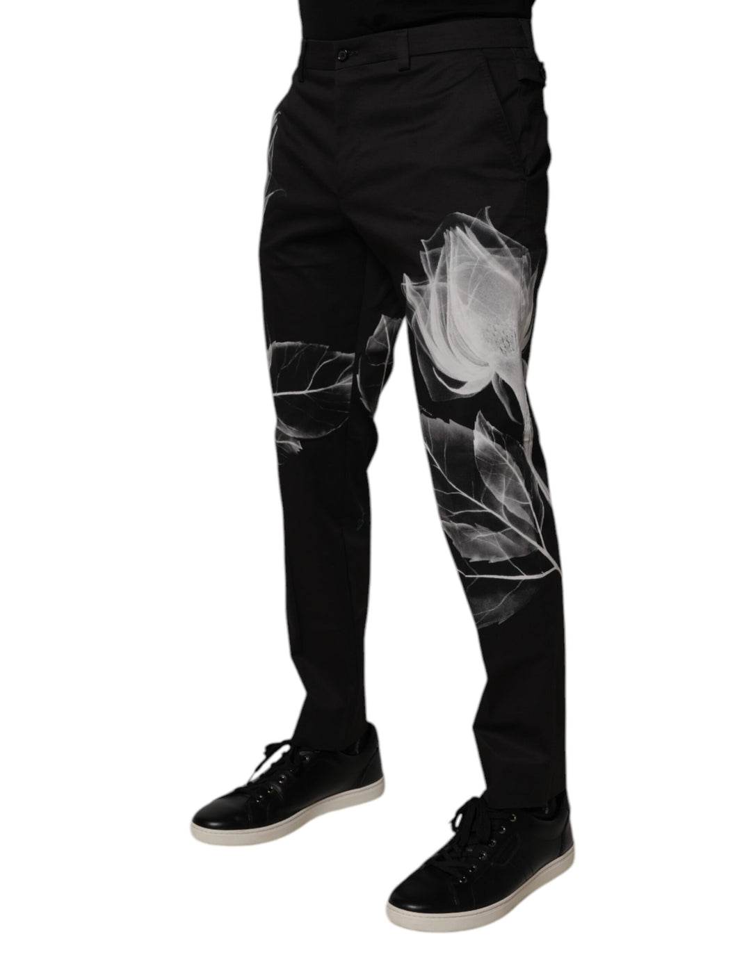 Dolce &amp; Gabbana Black Cotton Floral Skinny Dress Pants by Dolce &amp; Gabbana outlet now on sale