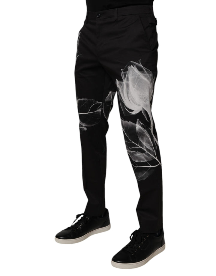 Dolce &amp; Gabbana Black Cotton Floral Skinny Dress Pants by Dolce &amp; Gabbana outlet now on sale