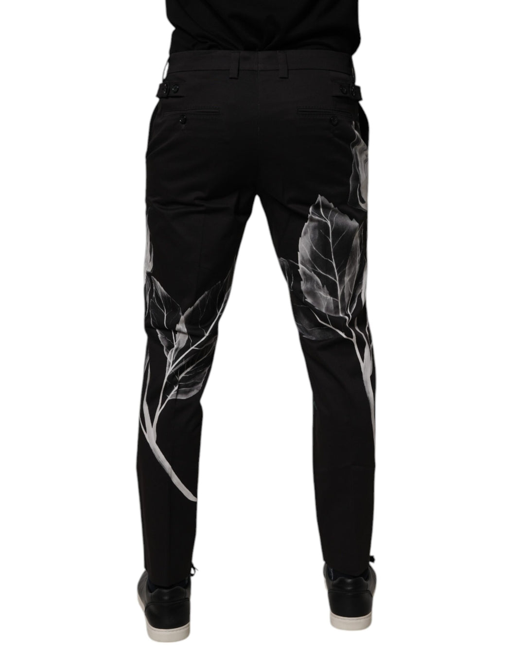 Dolce &amp; Gabbana Black Cotton Floral Skinny Dress Pants by Dolce &amp; Gabbana outlet now on sale
